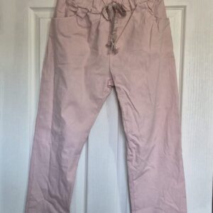 NEW Ladies Pale Pink Stretchy Crinkle Magic Trousers One Size Fits 10 12 14 16 Size 1