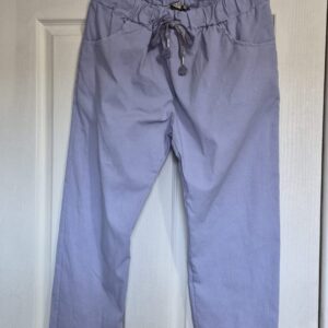 NEW Ladies Purple Stretchy Crinkle Magic Trousers One Size Fits 10 12 14 16 Size 1