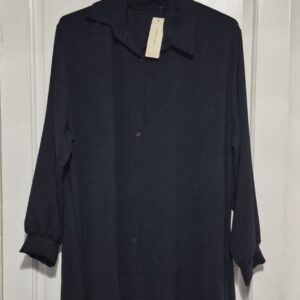 New Ladies Black Button Up shirt Blouse Plus One Size fits sizes 18 20 22 24
