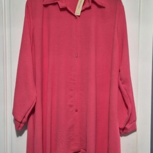 New Ladies Coral Button Up shirt Blouse Plus One Size fits sizes 18 20 22 24 NON RETURNABLE