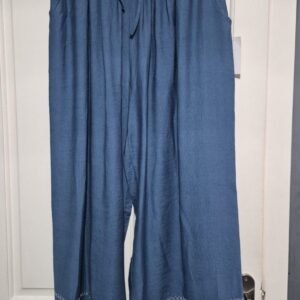 New Ladies Denim Blue Wide Leg Palazzo Trousers One Size fits sizes 18 20 22