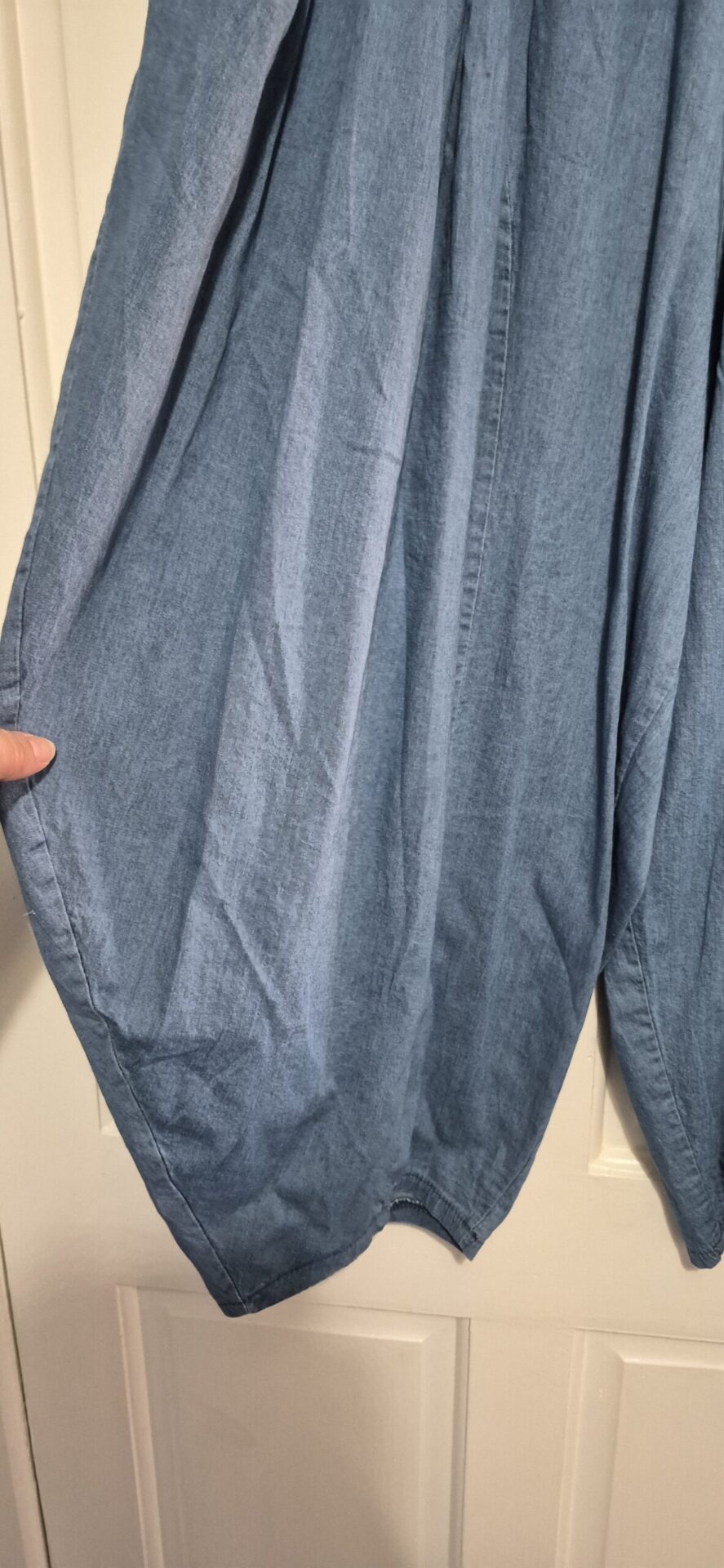 NEW Ladies Mid Denim Blue Cocoon Trousers One size fits sizes 18 20 22 - Image 8