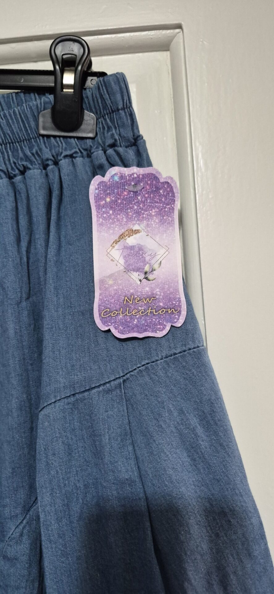 NEW Ladies Mid Denim Blue Cocoon Trousers One size fits sizes 18 20 22 - Image 3