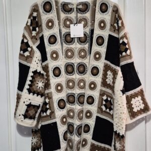 New Ladies Crochet Brown Circle Cardigan One Size fits sizes 16 18 20 22