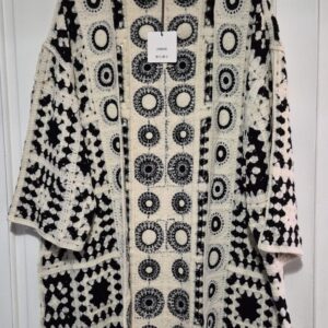New Ladies Crochet Black Circle Cardigan One Size fits sizes 16 18 20 22