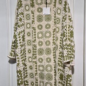 New Ladies Crochet Green Cardigan One Size fits sizes 16 18 20 22