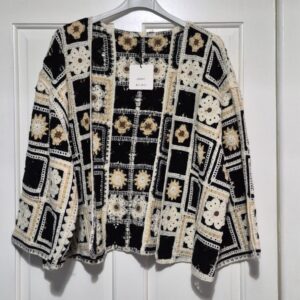 New Black Crochet Cardigan Shorter Length