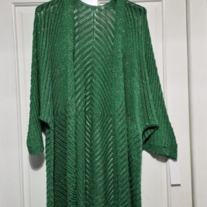New Ladies Lacy with fleck Emerald Green Cardigan One Size fits sizes 18 20 22 24