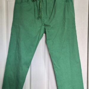 NEW Ladies Green Stretchy Crinkle Magic Trousers One Size Fits 10 12 14 16 Size 1