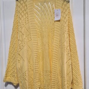 New Ladies Lacy Yellow Cardigan One Size fits sizes 18 20 22 24