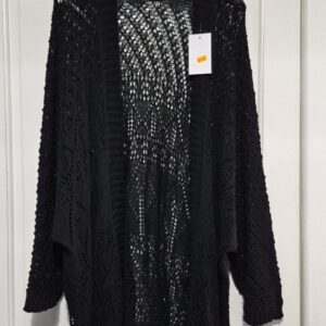 New Ladies Lacy Black Cardigan One Size fits sizes 18 20 22 24