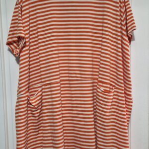 Ladies Orange White Stripe Pocket Tunic or Dress One Size fits sizes 18 20 22 24