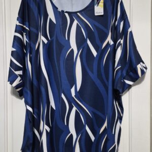 New Blue Stripe Asymmetrical Tunic Top One Size fits sizes 18 20 22 Non Returnable