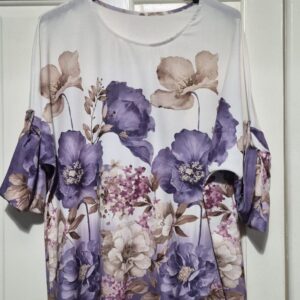 New Ladies Purple Floral Top One Size fits sizes 18 20 22 Non Returnable