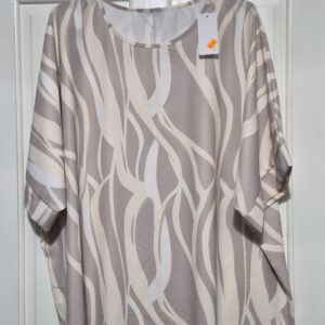 New Beige Stripe Asymmetrical Tunic Top One Size fits sizes 18 20 22 Non Returnable
