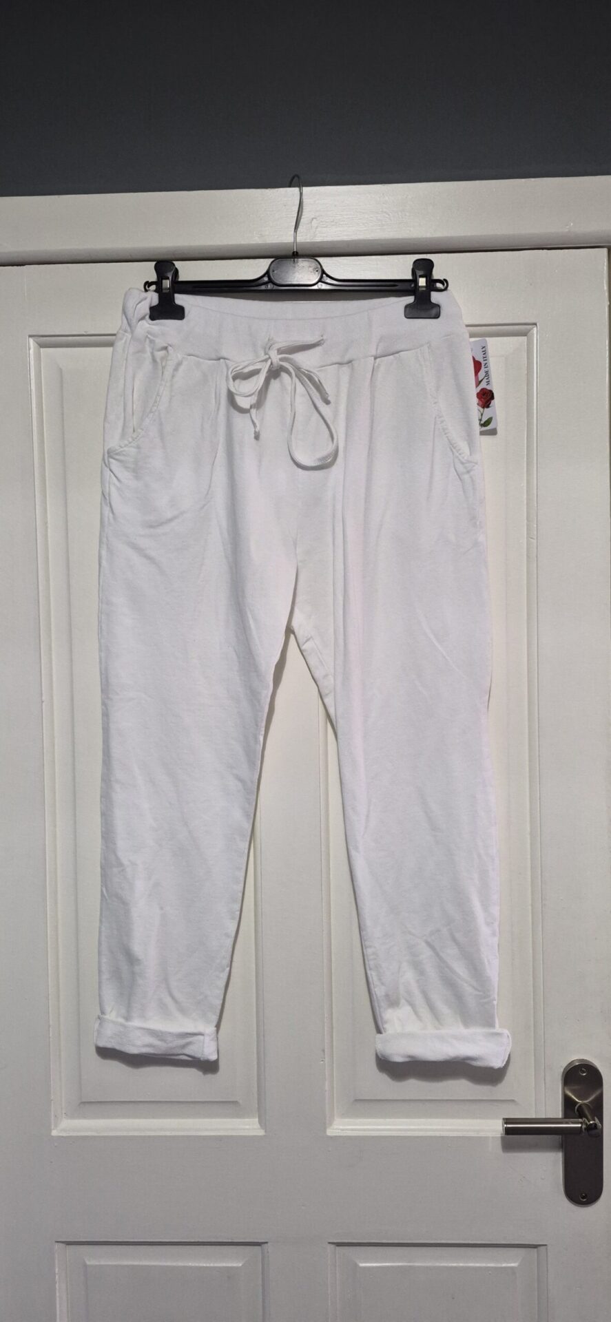 New Ladies Plain Joggers White One Size fits sizes 10 12 14 16 Size 1 - Image 2