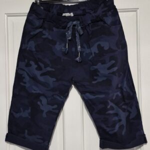 NEW Ladies Navy Blue Camo Magic Shorts One Size Fits sizes 12 14 16 18 Size 1