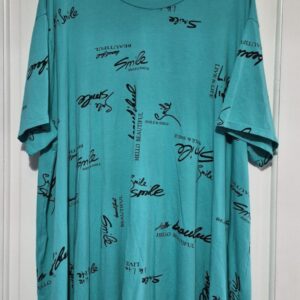 New Ladies Turquoise Writing Tunic Top One Size fits sizes 18 20 22