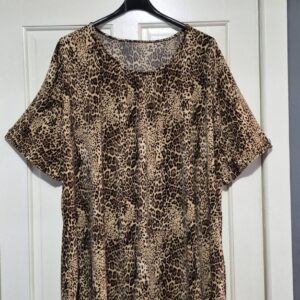New Ladies Brown Animal Print Top One Size Plus 20 22 24