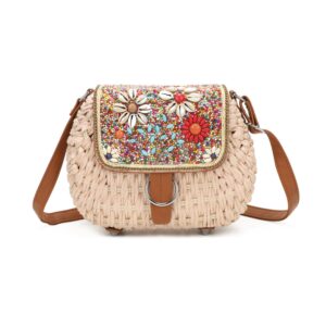 Pink Straw Crossbody Bag