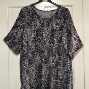 New Ladies Grey Animal Print Top One Size Plus 20 22 24