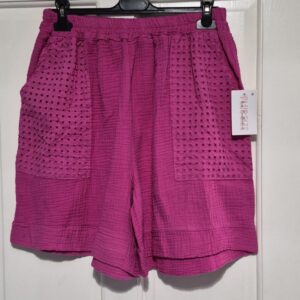 Lovely Cerise Pink Pattern Pocket Shorts One Size fits sizes 16-22