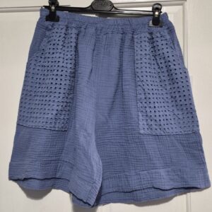 Lovely denim Blue Pattern Pocket Shorts One Size fits sizes 16-22