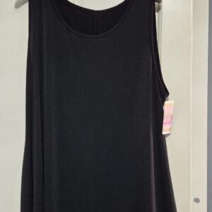 Ladies Black Sleeveless Swing Bottom Vest Tunic Top One Size fits sizes 18 20 22 24 Non returnable