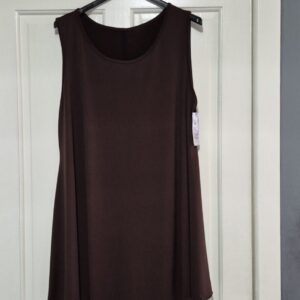 Ladies Brown Sleeveless Swing Bottom Vest Tunic Top One Size fits sizes 18 20 22 24