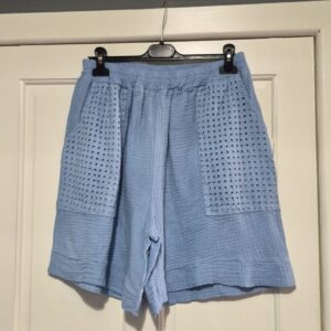 Lovely Pale Blue Pattern Pocket Shorts One Size fits sizes 16-22