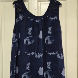 New Ladies Navy Blue Pattern Sleeveless Top One Size fits sizes 18 20 22