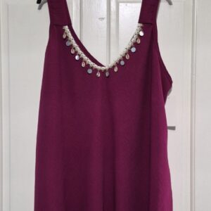 New Ladies Magenta v neck detailing top One Size fits sizes 18 20 22