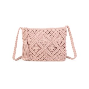 Pink Crochet Crossbody Bag