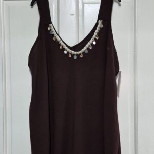 New Ladies Brown v neck detailing top One Size fits sizes 18 20 22