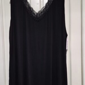 Black lovely lacy v neck Stetchy Sleeveless top One Size fits sizes 18-22