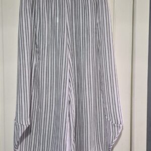 Ladies White Stripe Cocoon Wide Leg Trousers One Size fits sizes 14-20
