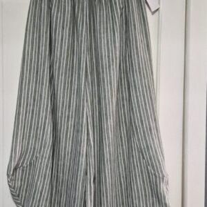 Ladies Green Stripe Cocoon Wide Leg Trousers One Size fits sizes 14-20