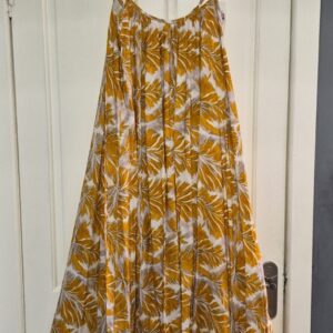 Lovely Leaf print Sun Dress in Yellow One Size fits sizes 16 18 20 22
