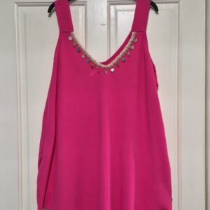 New Ladies Cerise v neck detailing top One Size fits sizes 18 20 22