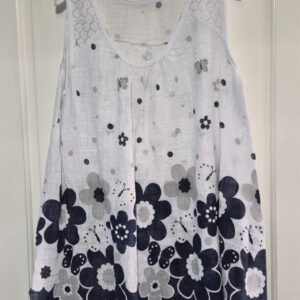 New Ladies White Pattern Sleeveless Top One Size fits sizes 18 20 22
