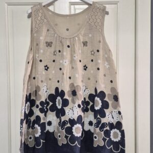 New Ladies Beige Pattern Sleeveless Top One Size fits sizes 18 20 22