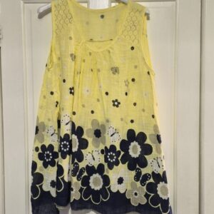 New Ladies Yellow Pattern Sleeveless Top One Size fits sizes 18 20 22