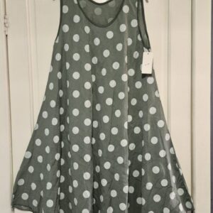 New Green Spotty Sleeveless Dress One Size fits sizes 16 18 20