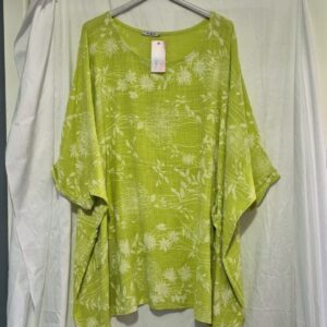 NEW Ladies Women Lime Floral Lightweight Pocket Plus Size Top One size fits sizes 22 24 26 28
