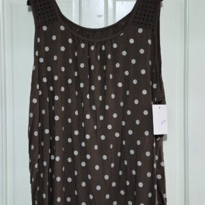 Brown Polka Dot Sleeveless top One Size fits sizes 18 20 22