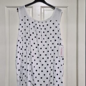 White Polka Dot Sleeveless top One Size fits sizes 18 20 22