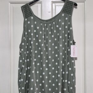 Green Polka Dot Sleeveless top One Size fits sizes 18 20 22