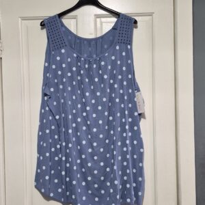 Denim Blue Polka Dot Sleeveless top One Size fits sizes 18 20 22