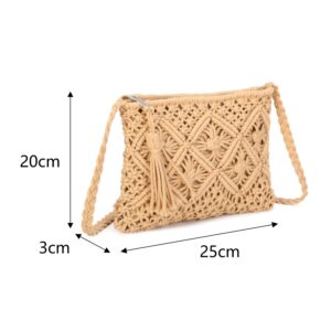 Beige Crochet Crossbody Bag