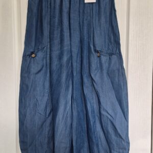 Lovely Mid Blue full Length Wide Leg Trousers One Size fits sizes 18 20 22